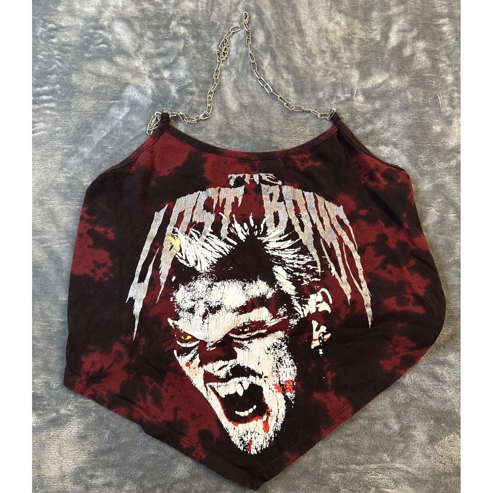 The Lost Boys Hot Topic Split Dye Halter Chain Top Red Black Medium